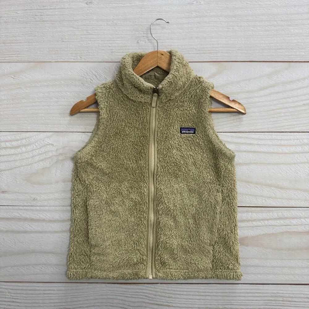 Patagonia Los Gatos Kids Girls Size Large 12 Sherpa Fleece Fuzzy Vest Tan